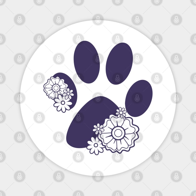 Floral paw print Magnet by bloomnc